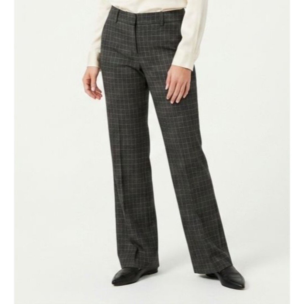 Banana Republic Logan Pants 4 Gray Plaid Windowpane Trouser Polyester Viscose